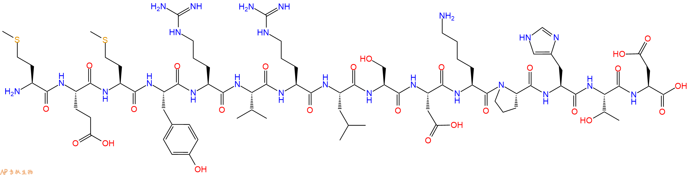 专肽生物产品H2N-Met-Glu-Met-Tyr-Arg-Val-Arg-Leu-Ser-Asp-Lys-Pro-His-Thr-Asp-OH