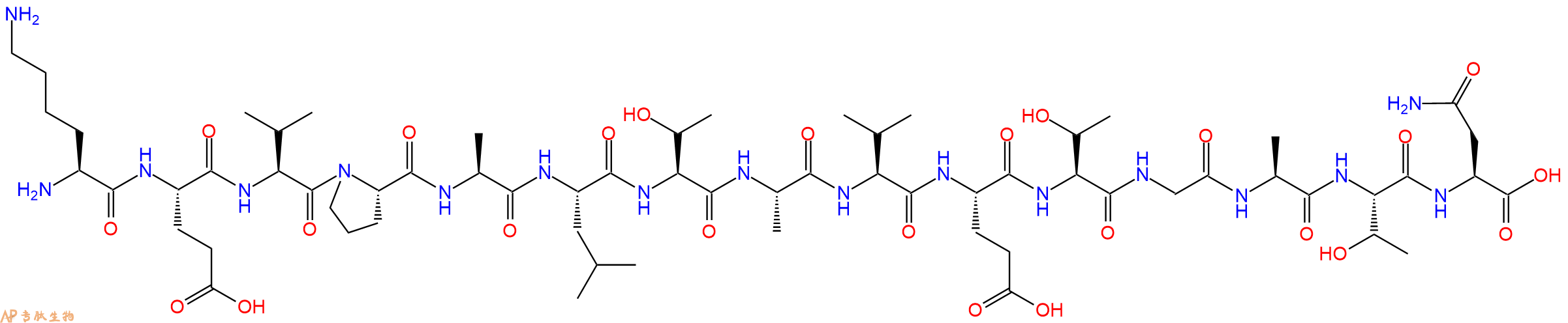 专肽生物产品H2N-Lys-Glu-Val-Pro-Ala-Leu-Thr-Ala-Val-Glu-Thr-Gly-Ala-Thr-Asn-OH
