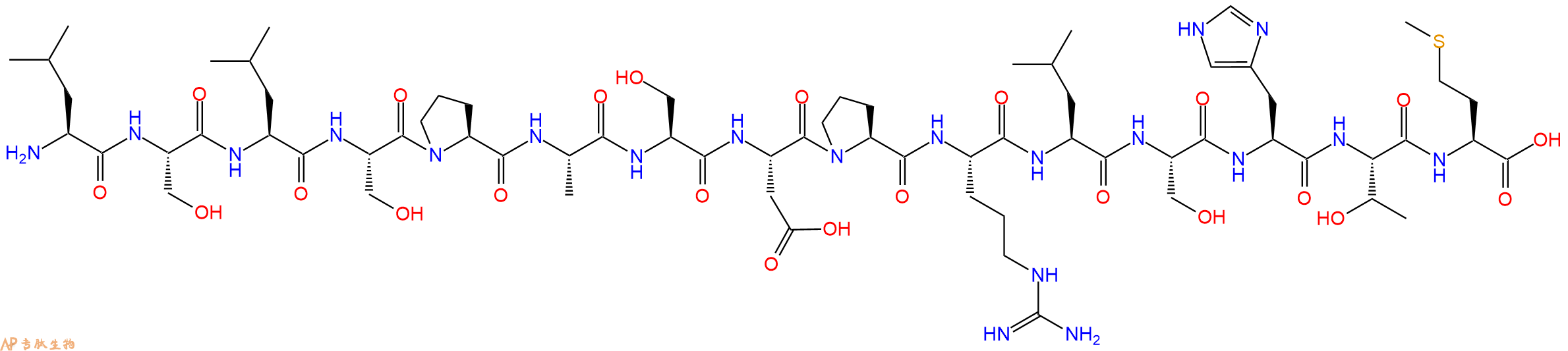 专肽生物产品H2N-Leu-Ser-Leu-Ser-Pro-Ala-Ser-Asp-Pro-Arg-Leu-Ser-His-Thr-Met-OH