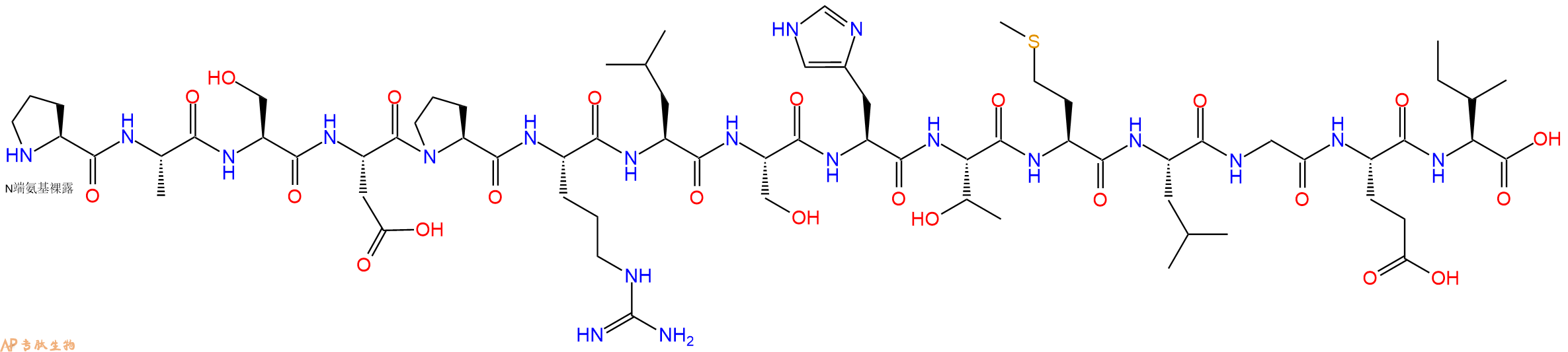 专肽生物产品H2N-Pro-Ala-Ser-Asp-Pro-Arg-Leu-Ser-His-Thr-Met-Leu-Gly-Glu-Ile-OH