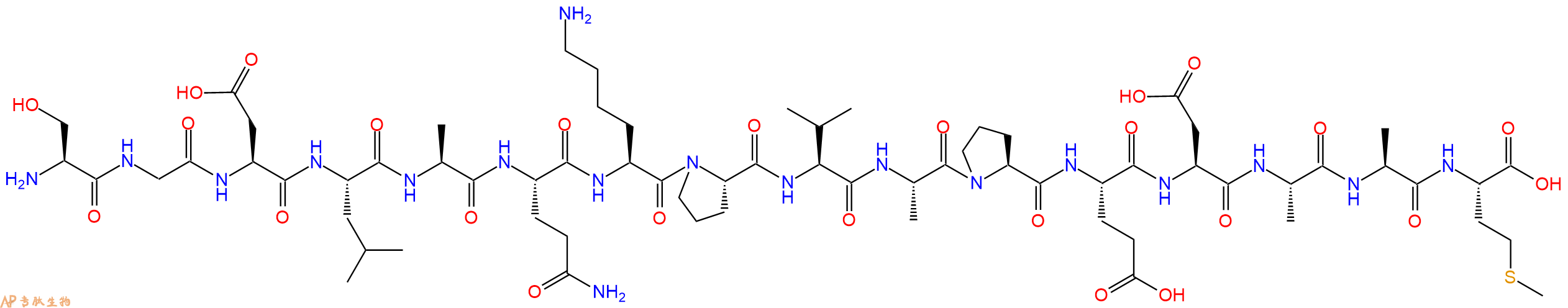 专肽生物产品H2N-Ser-Gly-Asp-Leu-Ala-Gln-Lys-Pro-Val-Ala-Pro-Glu-Asp-Ala-Ala-Met-OH