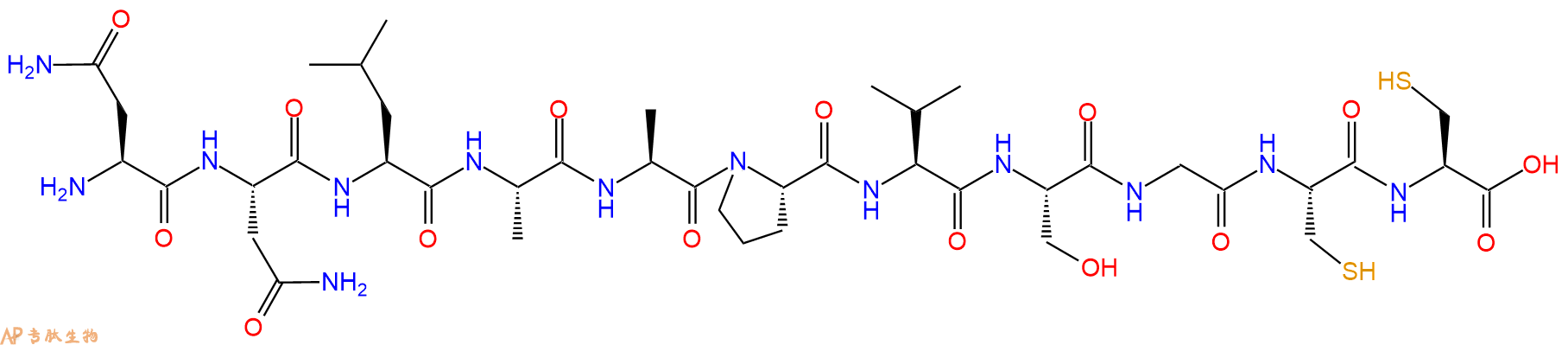 专肽生物产品H2N-Asn-Asn-Leu-Ala-Ala-Pro-Val-Ser-Gly-Cys-Cys-OH