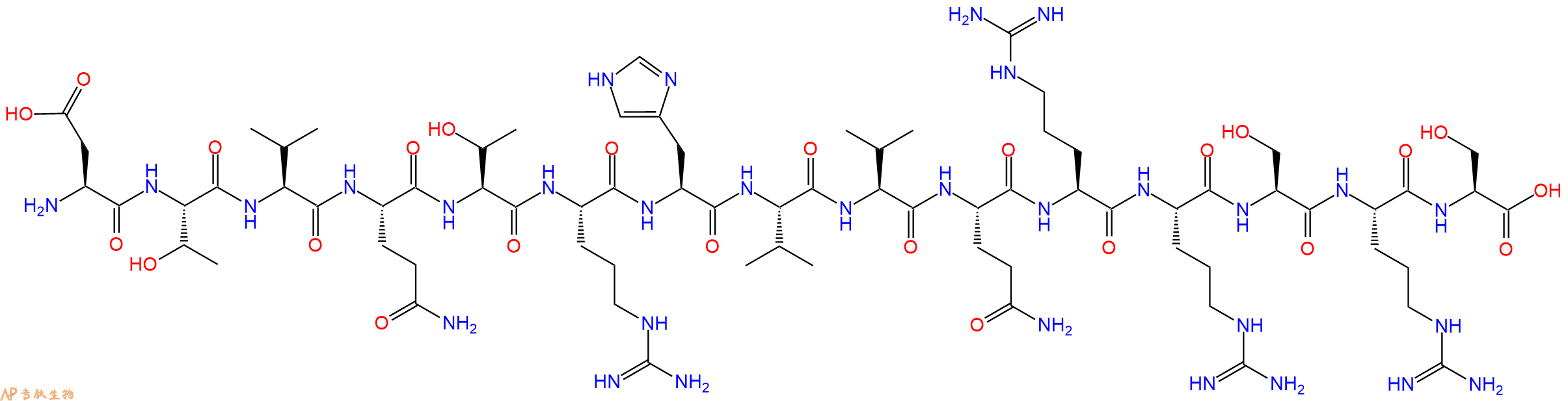 专肽生物产品H2N-Asp-Thr-Val-Gln-Thr-Arg-His-Val-Val-Gln-Arg-Arg-Ser-Arg-Ser-OH