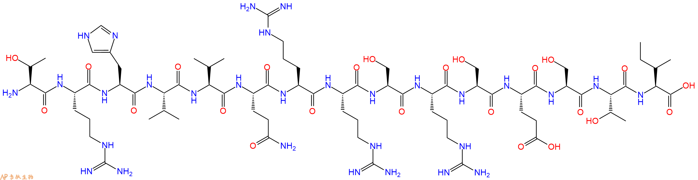 专肽生物产品H2N-Thr-Arg-His-Val-Val-Gln-Arg-Arg-Ser-Arg-Ser-Glu-Ser-Thr-Ile-OH