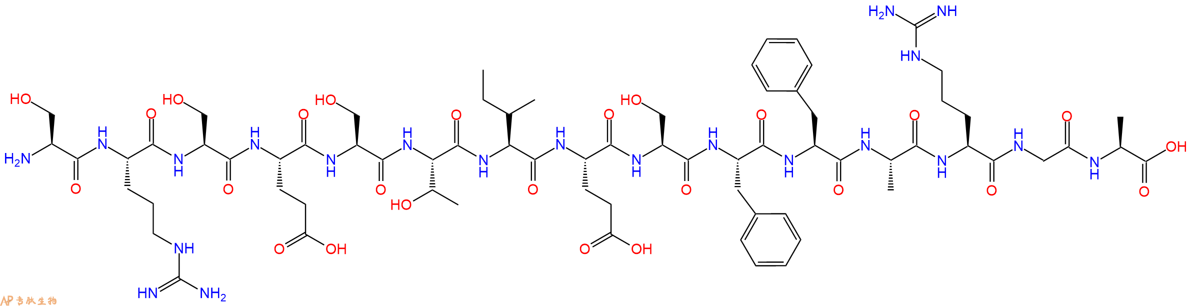 专肽生物产品H2N-Ser-Arg-Ser-Glu-Ser-Thr-Ile-Glu-Ser-Phe-Phe-Ala-Arg-Gly-Ala-OH