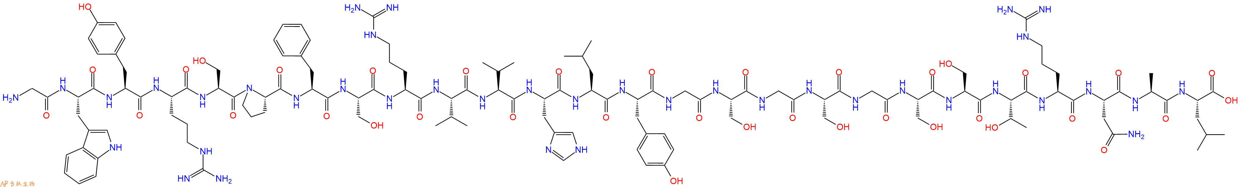 专肽生物产品H2N-Gly-Trp-Tyr-Arg-Ser-Pro-Phe-Ser-Arg-Val-Val-His-Leu-Tyr-Gly-Ser-Gly-Ser-Gly-Ser-Ser-Thr-Arg-Asn-Ala-Leu-OH