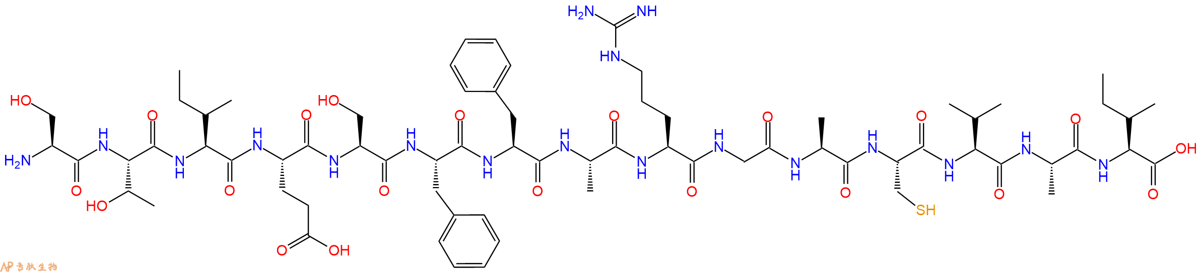 专肽生物产品H2N-Ser-Thr-Ile-Glu-Ser-Phe-Phe-Ala-Arg-Gly-Ala-Cys-Val-Ala-Ile-OH