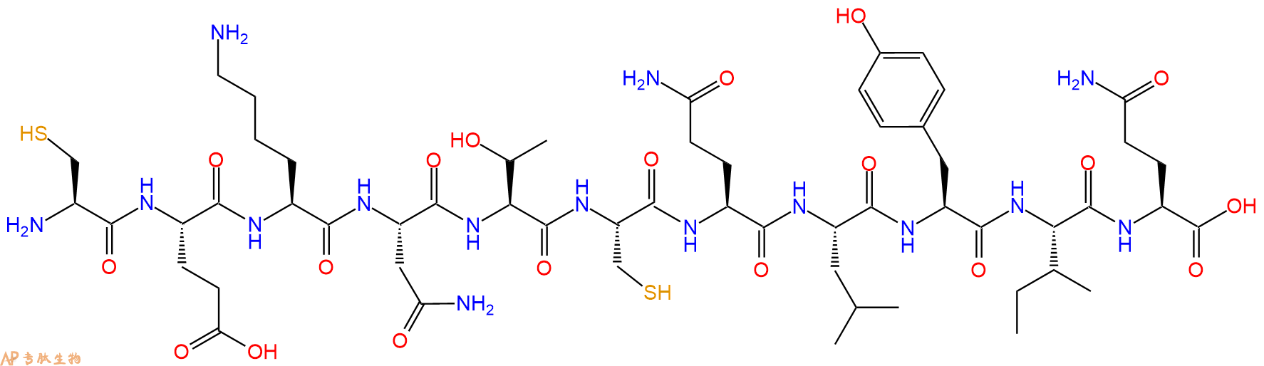 专肽生物产品H2N-Cys-Glu-Lys-Asn-Thr-Cys-Gln-Leu-Tyr-Ile-Gln-OH
