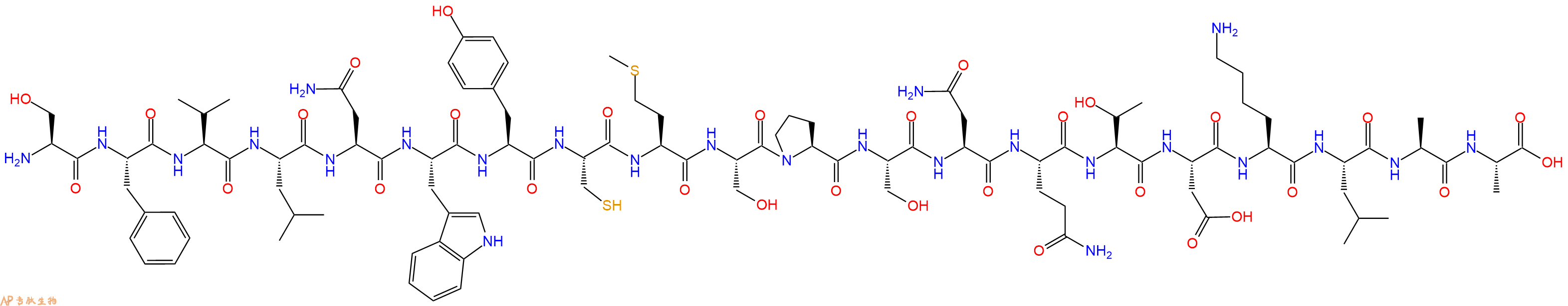 专肽生物产品H2N-Ser-Phe-Val-Leu-Asn-Trp-Tyr-Cys-Met-Ser-Pro-Ser-Asn-Gln-Thr-Asp-Lys-Leu-Ala-Ala-OH