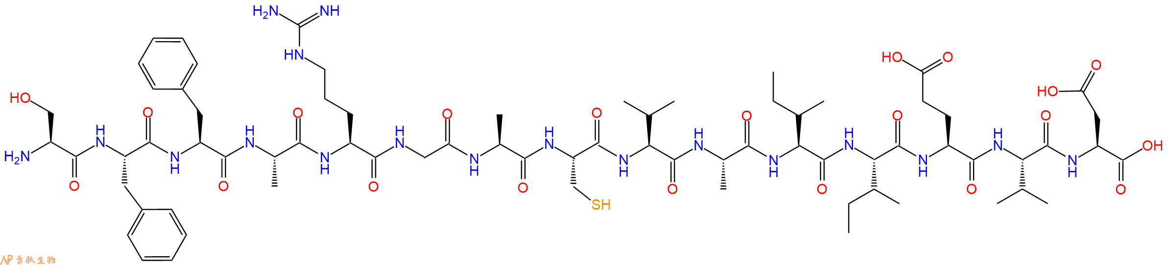 专肽生物产品H2N-Ser-Phe-Phe-Ala-Arg-Gly-Ala-Cys-Val-Ala-Ile-Ile-Glu-Val-Asp-OH