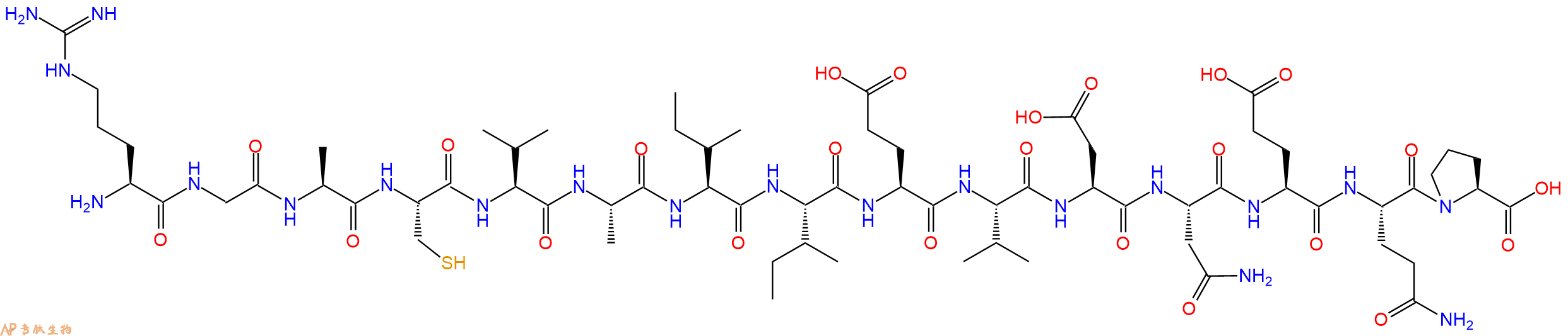 专肽生物产品H2N-Arg-Gly-Ala-Cys-Val-Ala-Ile-Ile-Glu-Val-Asp-Asn-Glu-Gln-Pro-OH