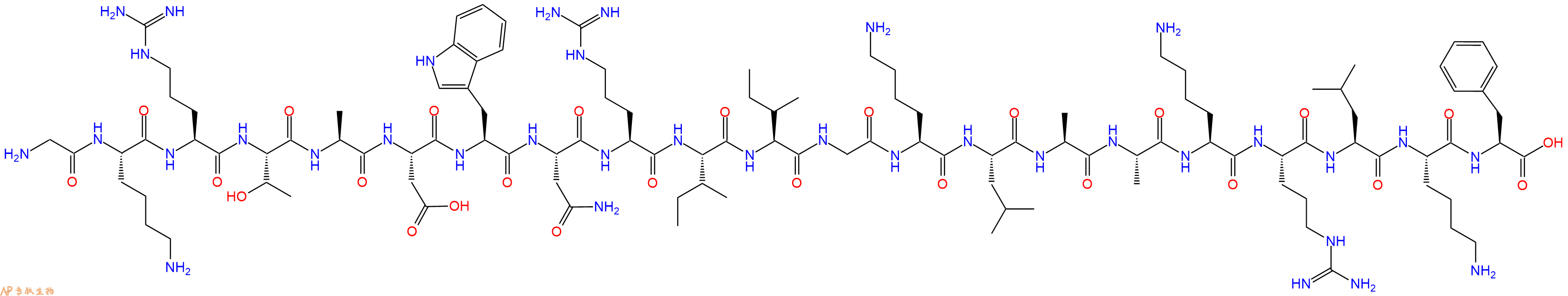 专肽生物产品H2N-Gly-Lys-Arg-Thr-Ala-Asp-Trp-Asn-Arg-Ile-Ile-Gly-Lys-Leu-Ala-Ala-Lys-Arg-Leu-Lys-Phe-OH