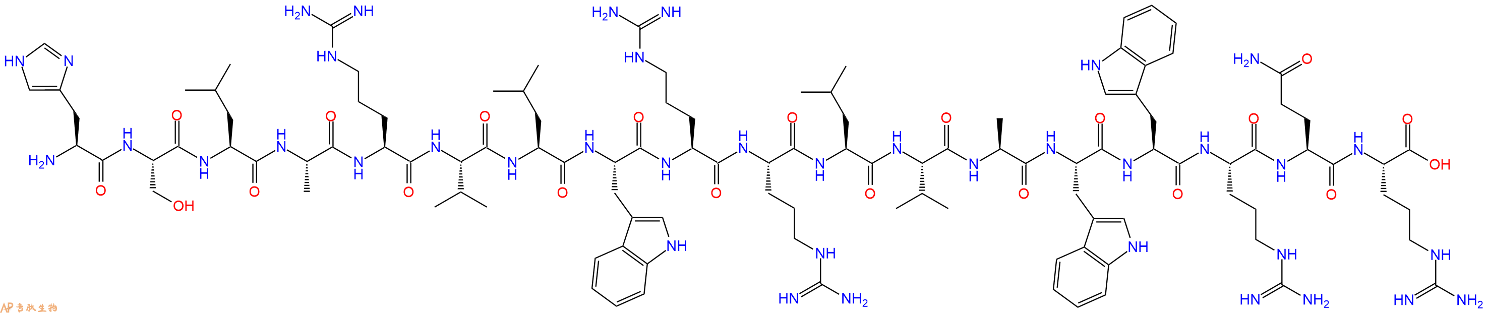 专肽生物产品H2N-His-Ser-Leu-Ala-Arg-Val-Leu-Trp-Arg-Arg-Leu-Val-Ala-Trp-Trp-Arg-Gln-Arg-OH