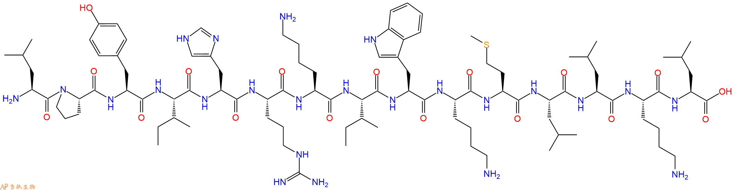 专肽生物产品H2N-Leu-Pro-Tyr-Ile-His-Arg-Lys-Ile-Trp-Lys-Met-Leu-Leu-Lys-Leu-OH