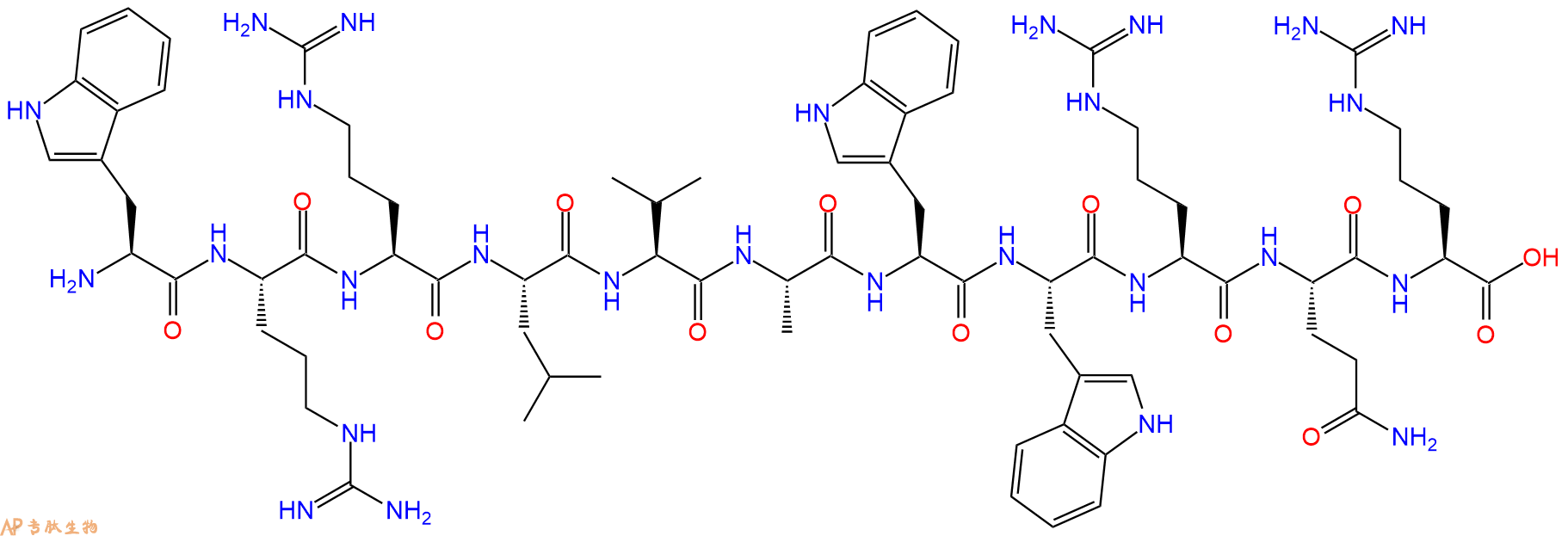 专肽生物产品H2N-Trp-Arg-Arg-Leu-Val-Ala-Trp-Trp-Arg-Gln-Arg-OH