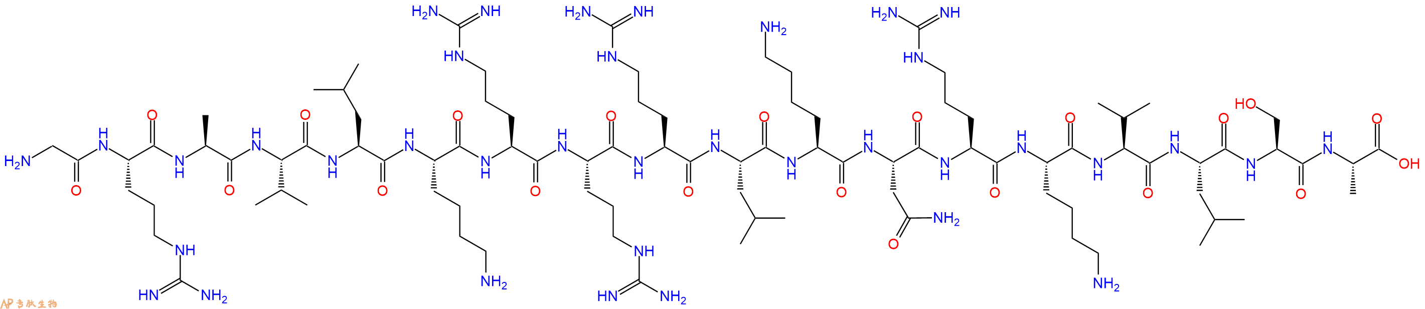专肽生物产品H2N-Gly-Arg-Ala-Val-Leu-Lys-Arg-Arg-Arg-Leu-Lys-Asn-Arg-Lys-Val-Leu-Ser-Ala-OH