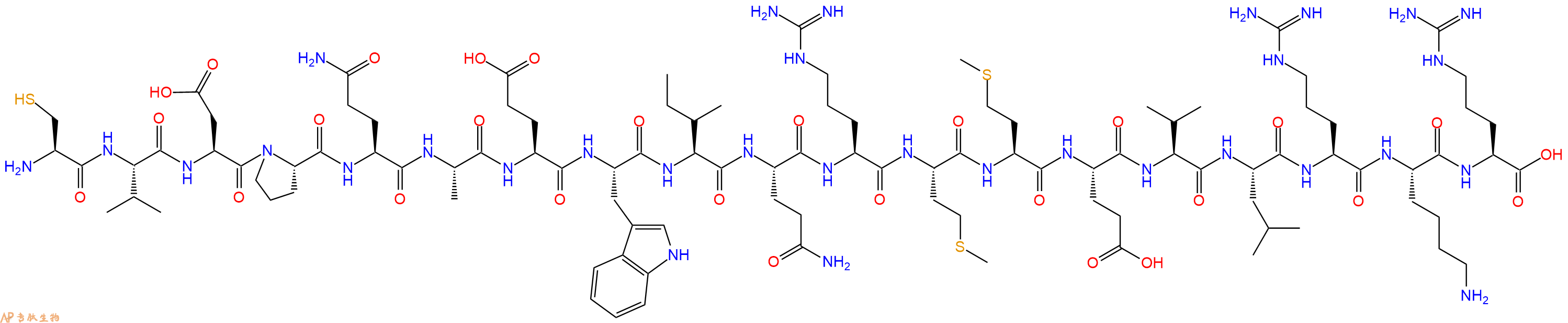 专肽生物产品H2N-Cys-Val-Asp-Pro-Gln-Ala-Glu-Trp-Ile-Gln-Arg-Met-Met-Glu-Val-Leu-Arg-Lys-Arg-OH