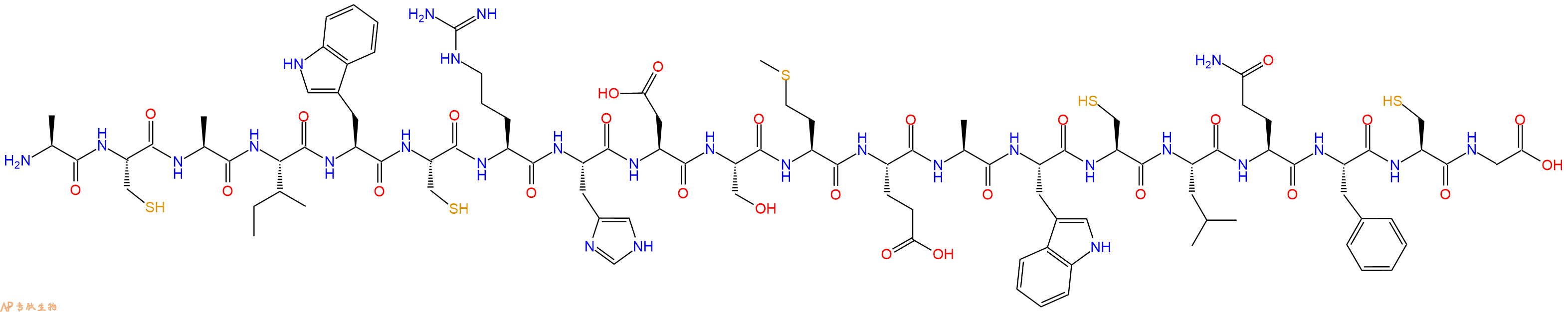 专肽生物产品H2N-Ala-Cys-Ala-Ile-Trp-Cys-Arg-His-Asp-Ser-Met-Glu-Ala-Trp-Cys-Leu-Gln-Phe-Cys-Gly-OH