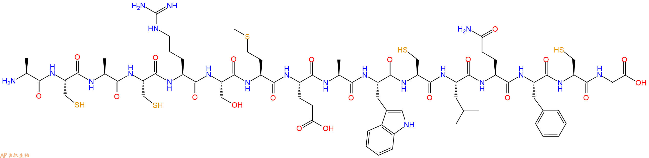 专肽生物产品H2N-Ala-Cys-Ala-Cys-Arg-Ser-Met-Glu-Ala-Trp-Cys-Leu-Gln-Phe-Cys-Gly-OH
