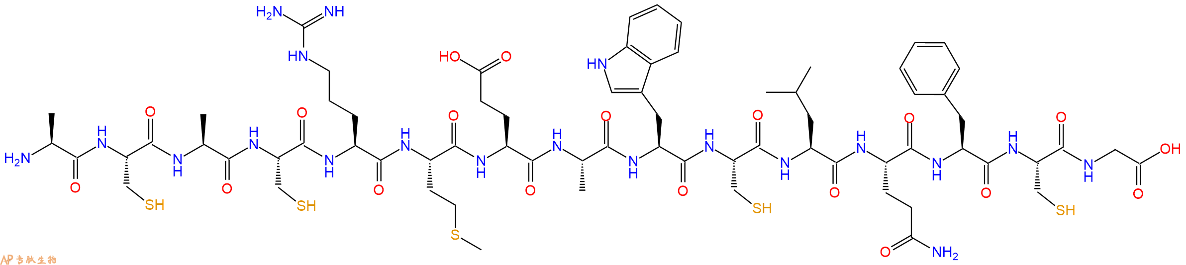 专肽生物产品H2N-Ala-Cys-Ala-Cys-Arg-Met-Glu-Ala-Trp-Cys-Leu-Gln-Phe-Cys-Gly-OH
