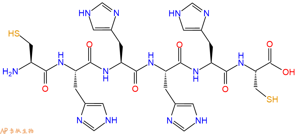 专肽生物产品H2N-Cys-His-His-His-His-Cys-OH