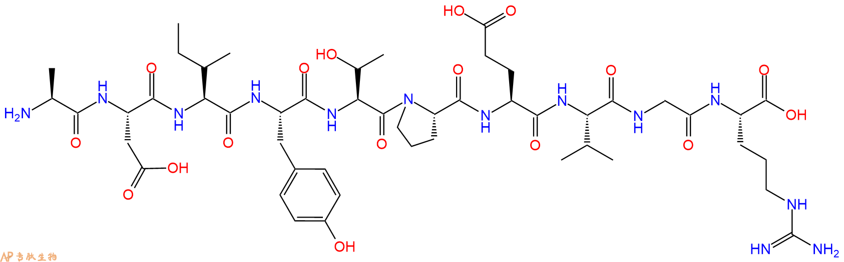 专肽生物产品H2N-Ala-Asp-Ile-Tyr-Thr-Pro-Glu-Val-Gly-Arg-OH