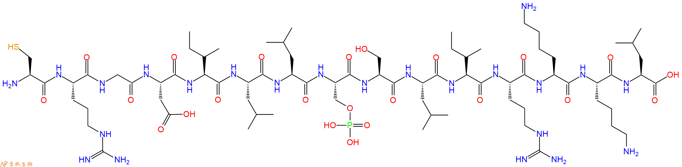 专肽生物产品H2N-Cys-Arg-Gly-Asp-Ile-Leu-Leu-Ser(PO3H2)-Ser-Leu-Ile-Arg-Lys-Lys-Leu-OH