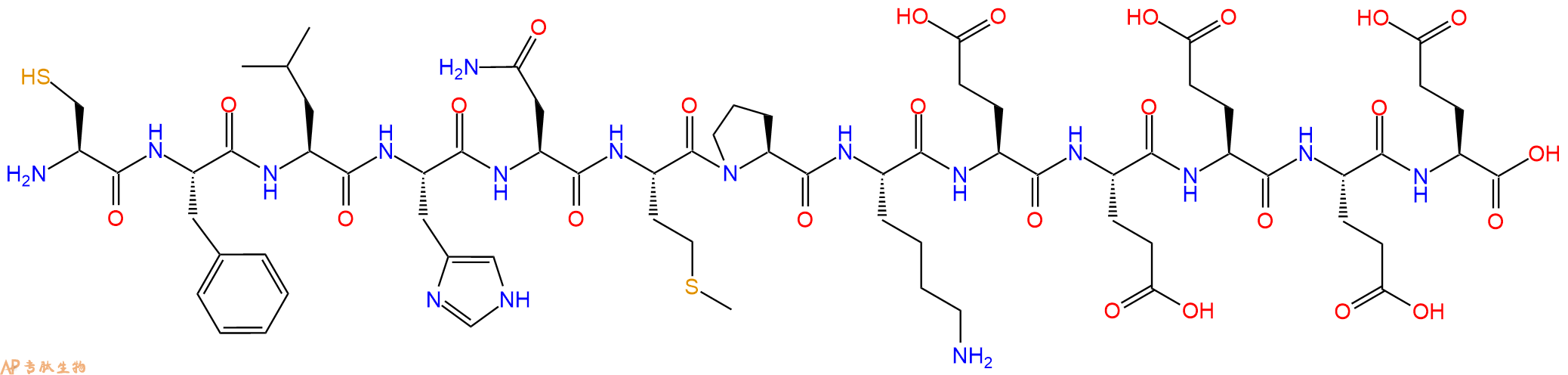 专肽生物产品H2N-Cys-Phe-Leu-His-Asn-Met-Pro-Lys-Glu-Glu-Glu-Glu-Glu-OH