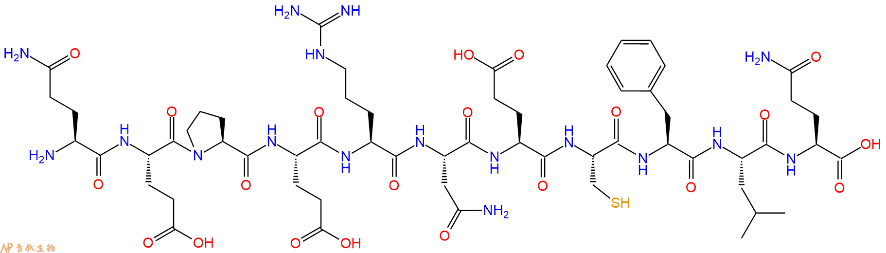 专肽生物产品H2N-Gln-Glu-Pro-Glu-Arg-Asn-Glu-Cys-Phe-Leu-Gln-OH