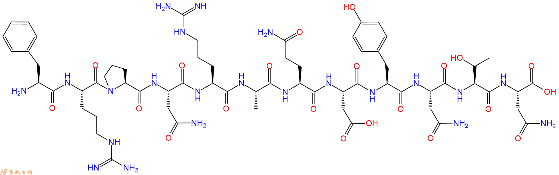 专肽生物产品H2N-Phe-Arg-Pro-Asn-Arg-Ala-Gln-Asp-Tyr-Asn-Thr-Asn-OH