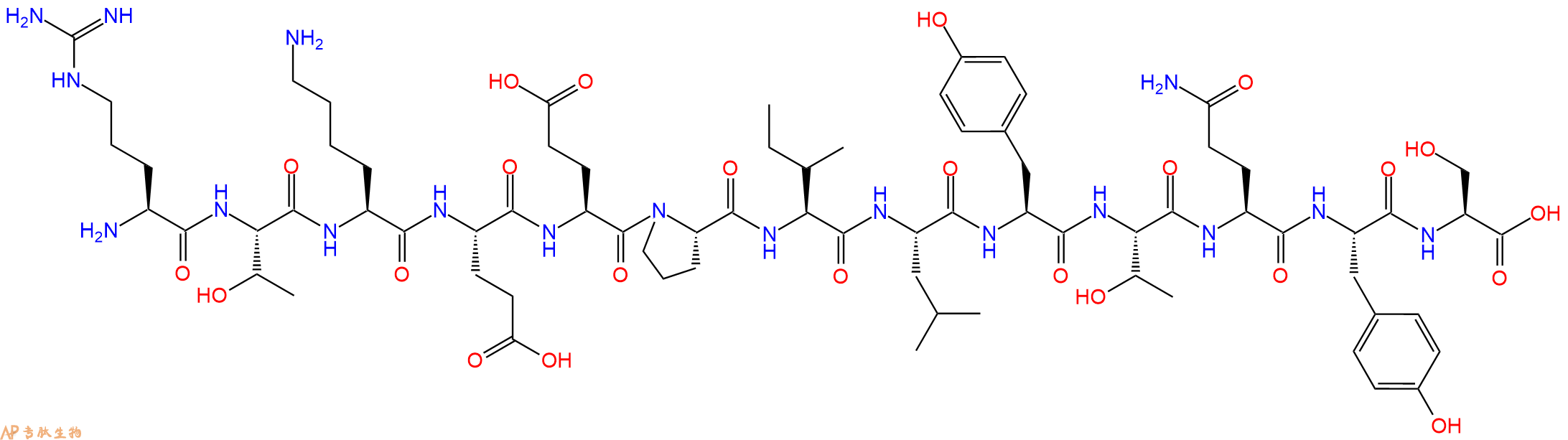 专肽生物产品H2N-Arg-Thr-Lys-Glu-Glu-Pro-Ile-Leu-Tyr-Thr-Gln-Tyr-Ser-OH