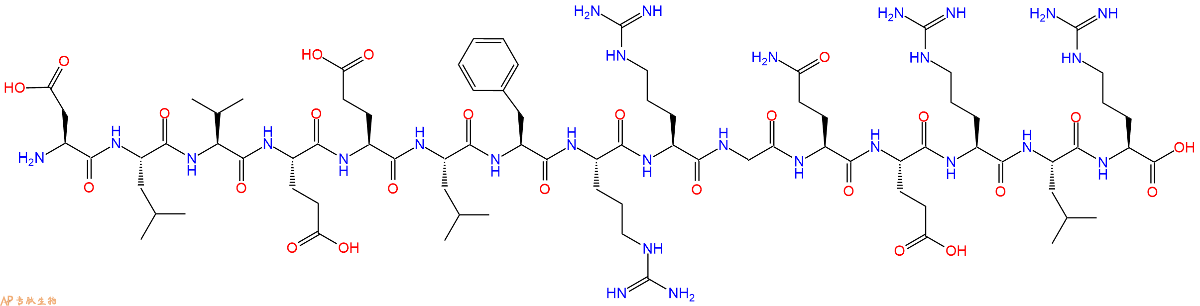 专肽生物产品H2N-Asp-Leu-Val-Glu-Glu-Leu-Phe-Arg-Arg-Gly-Gln-Glu-Arg-Leu-Arg-OH