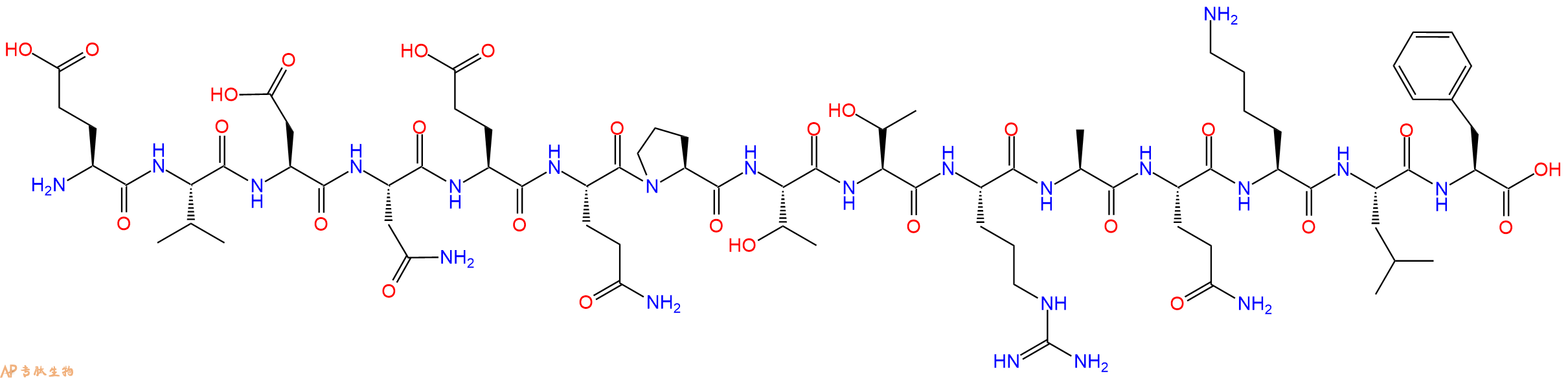 专肽生物产品H2N-Glu-Val-Asp-Asn-Glu-Gln-Pro-Thr-Thr-Arg-Ala-Gln-Lys-Leu-Phe-OH