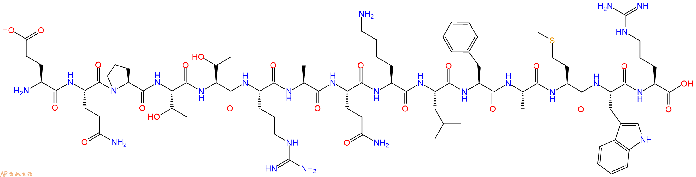 专肽生物产品H2N-Glu-Gln-Pro-Thr-Thr-Arg-Ala-Gln-Lys-Leu-Phe-Ala-Met-Trp-Arg-OH