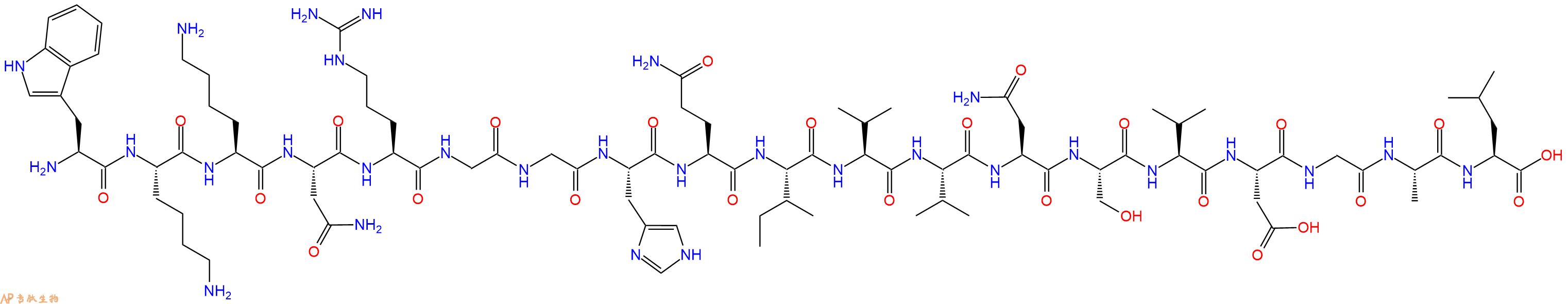 专肽生物产品H2N-Trp-Lys-Lys-Asn-Arg-Gly-Gly-His-Gln-Ile-Val-Val-Asn-Ser-Val-Asp-Gly-Ala-Leu-OH
