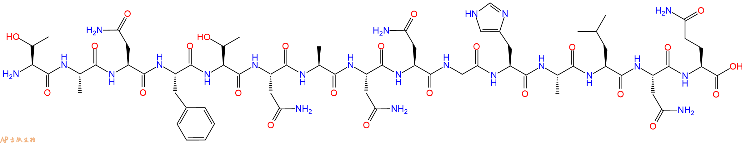 专肽生物产品H2N-Thr-Ala-Asn-Phe-Thr-Asn-Ala-Asn-Asn-Gly-His-Ala-Leu-Asn-Gln-OH