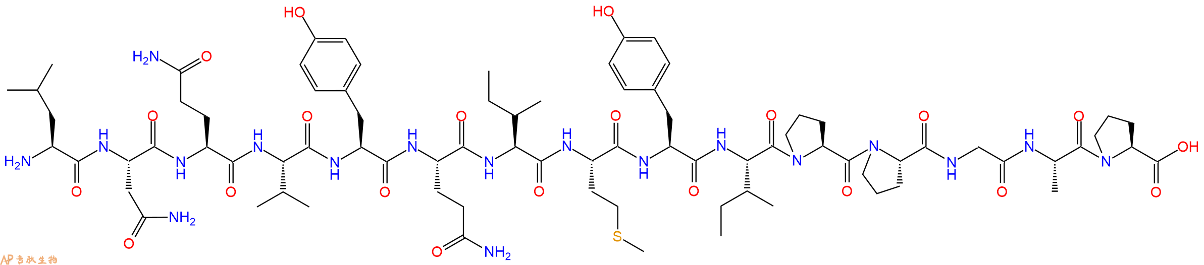 专肽生物产品H2N-Leu-Asn-Gln-Val-Tyr-Gln-Ile-Met-Tyr-Ile-Pro-Pro-Gly-Ala-Pro-OH