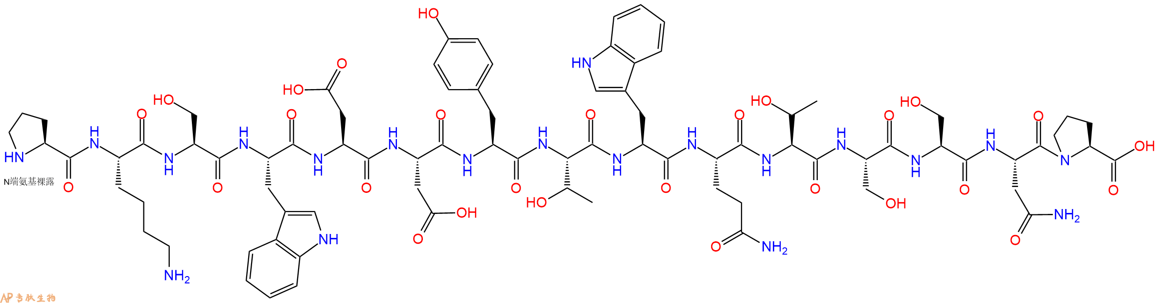专肽生物产品H2N-Pro-Lys-Ser-Trp-Asp-Asp-Tyr-Thr-Trp-Gln-Thr-Ser-Ser-Asn-Pro-OH