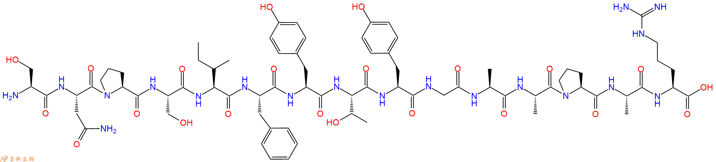 专肽生物产品H2N-Ser-Asn-Pro-Ser-Ile-Phe-Tyr-Thr-Tyr-Gly-Ala-Ala-Pro-Ala-Arg-OH