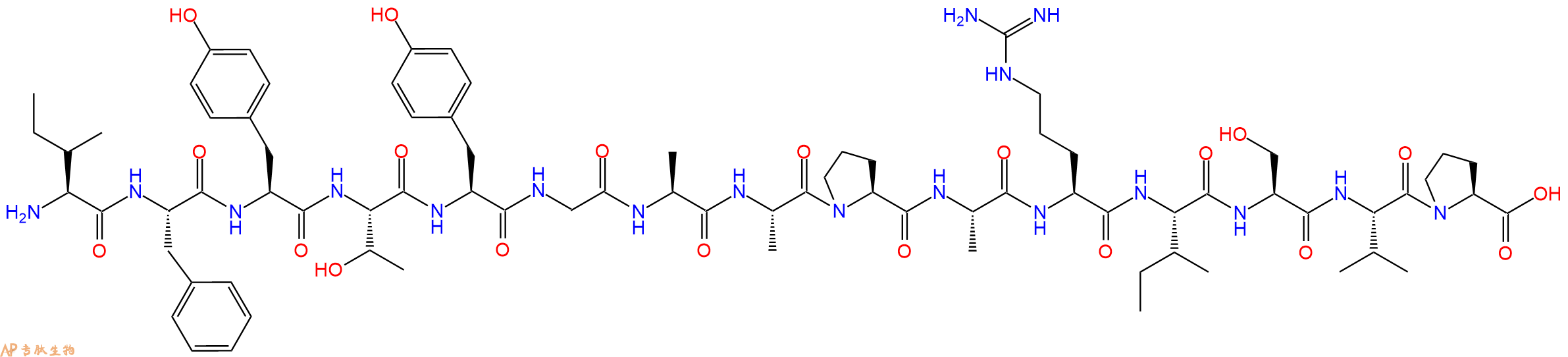 专肽生物产品H2N-Ile-Phe-Tyr-Thr-Tyr-Gly-Ala-Ala-Pro-Ala-Arg-Ile-Ser-Val-Pro-OH