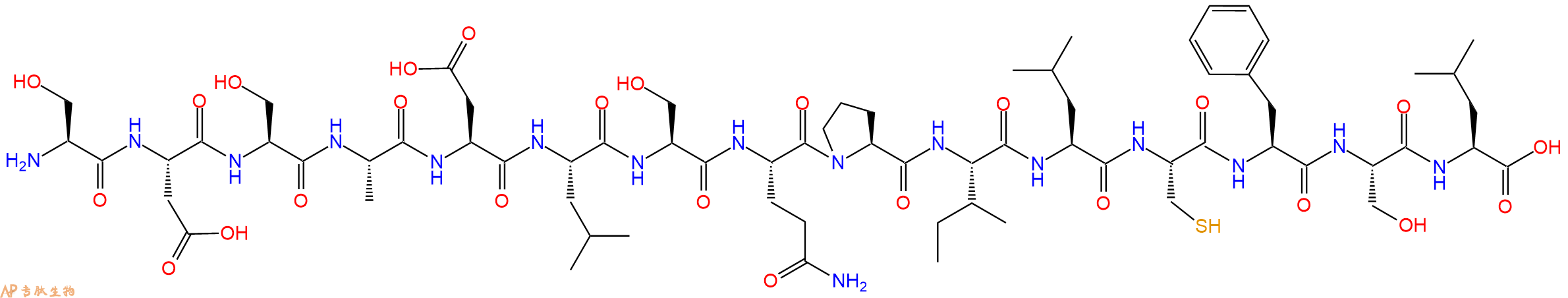 专肽生物产品H2N-Ser-Asp-Ser-Ala-Asp-Leu-Ser-Gln-Pro-Ile-Leu-Cys-Phe-Ser-Leu-OH