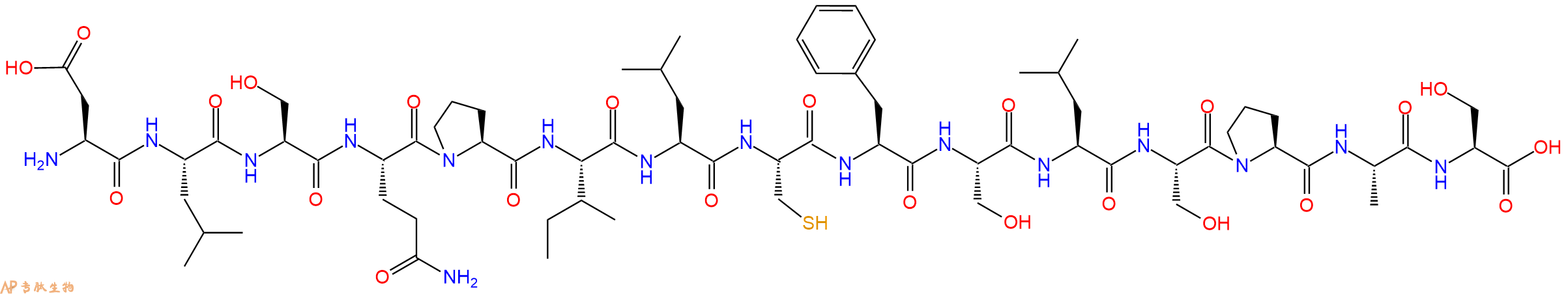 专肽生物产品H2N-Asp-Leu-Ser-Gln-Pro-Ile-Leu-Cys-Phe-Ser-Leu-Ser-Pro-Ala-Ser-OH