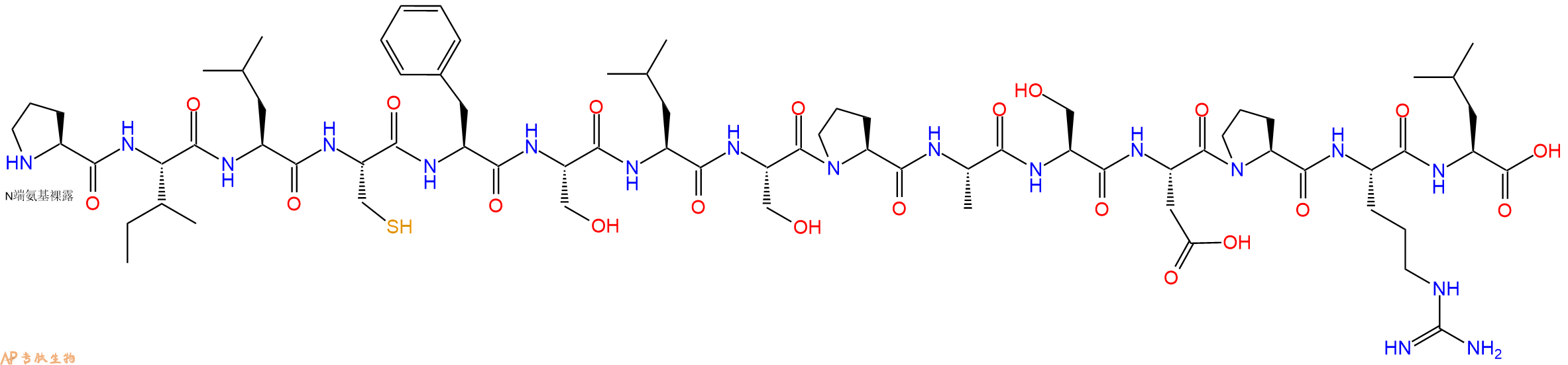 专肽生物产品H2N-Pro-Ile-Leu-Cys-Phe-Ser-Leu-Ser-Pro-Ala-Ser-Asp-Pro-Arg-Leu-OH