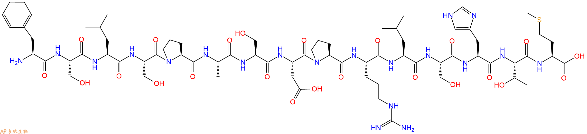 专肽生物产品H2N-Phe-Ser-Leu-Ser-Pro-Ala-Ser-Asp-Pro-Arg-Leu-Ser-His-Thr-Met-OH
