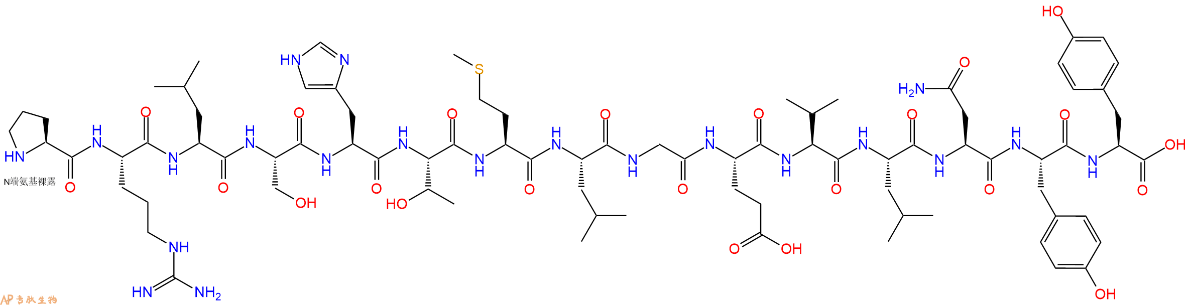 专肽生物产品H2N-Pro-Arg-Leu-Ser-His-Thr-Met-Leu-Gly-Glu-Val-Leu-Asn-Tyr-Tyr-OH