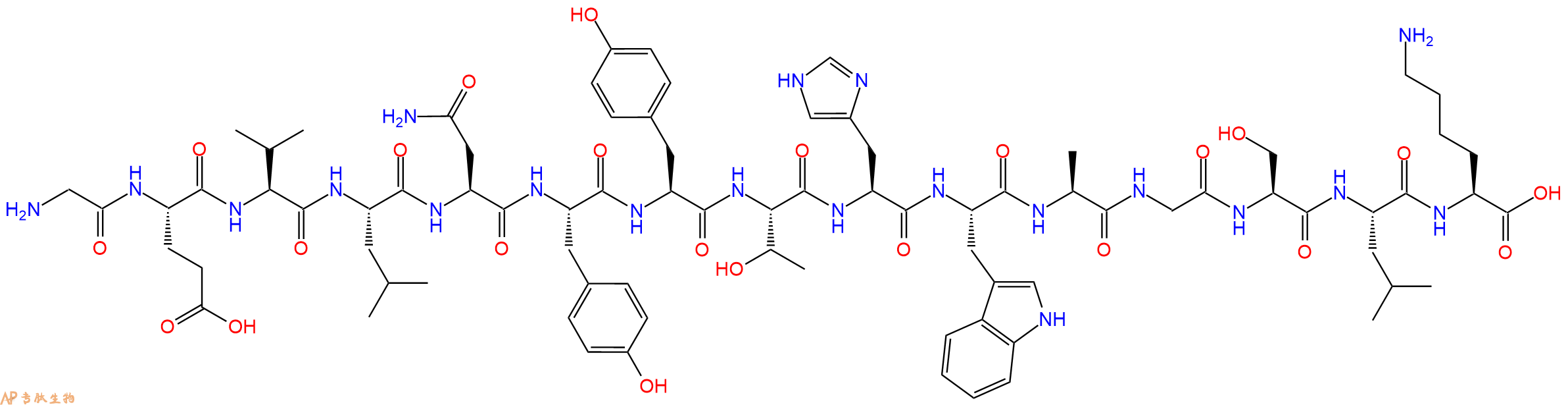专肽生物产品H2N-Gly-Glu-Val-Leu-Asn-Tyr-Tyr-Thr-His-Trp-Ala-Gly-Ser-Leu-Lys-OH