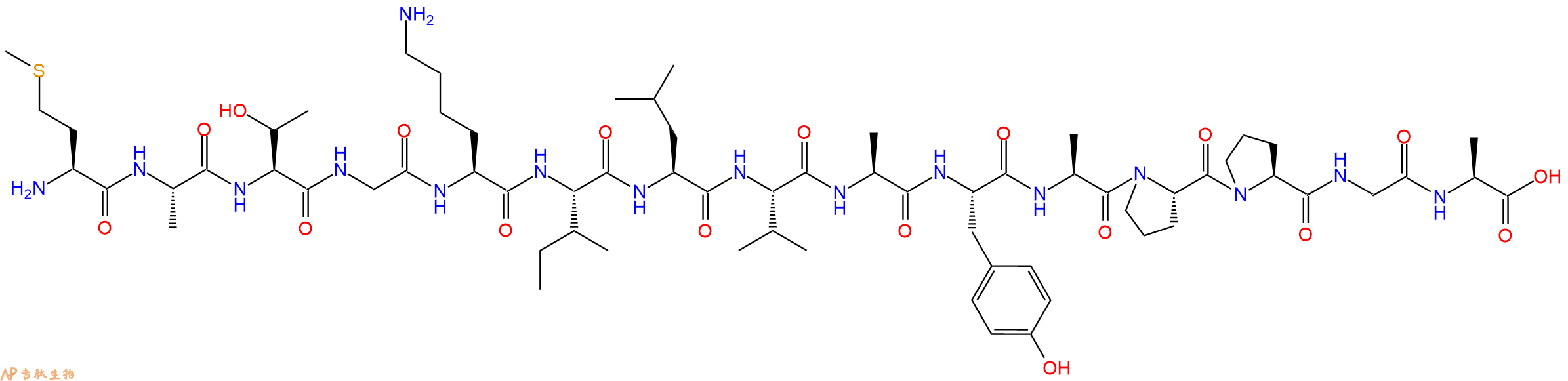 专肽生物产品H2N-Met-Ala-Thr-Gly-Lys-Ile-Leu-Val-Ala-Tyr-Ala-Pro-Pro-Gly-Ala-OH
