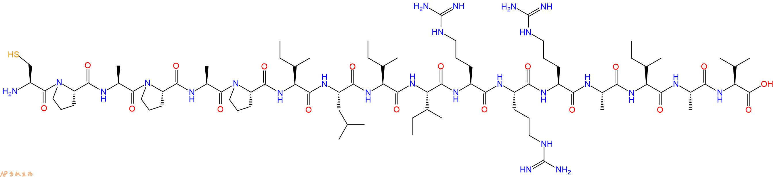 专肽生物产品H2N-Cys-Pro-Ala-Pro-Ala-Pro-Ile-Leu-Ile-Ile-Arg-Arg-Arg-Ala-Ile-Ala-Val-OH