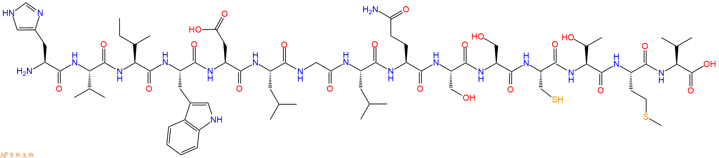 专肽生物产品H2N-His-Val-Ile-Trp-Asp-Leu-Gly-Leu-Gln-Ser-Ser-Cys-Thr-Met-Val-OH