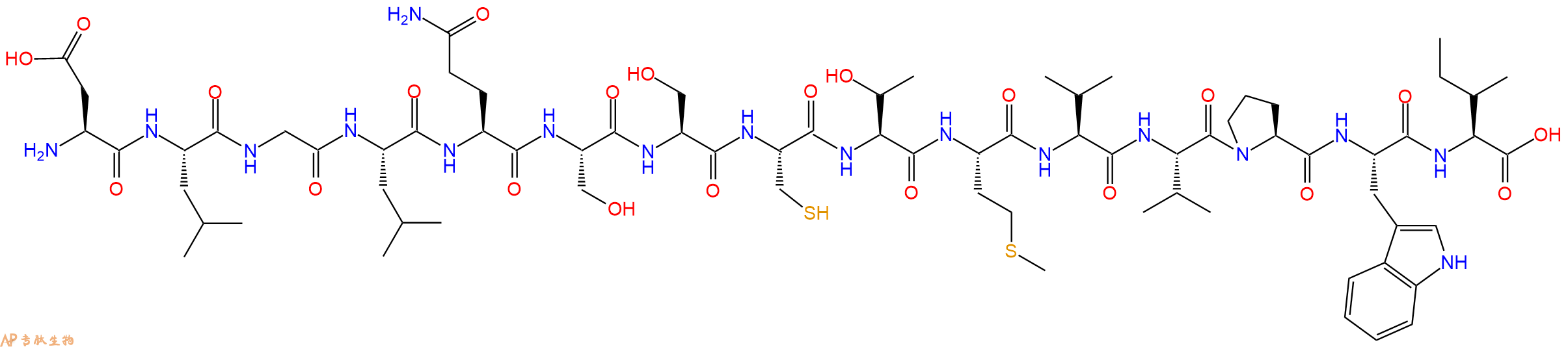 专肽生物产品H2N-Asp-Leu-Gly-Leu-Gln-Ser-Ser-Cys-Thr-Met-Val-Val-Pro-Trp-Ile-OH